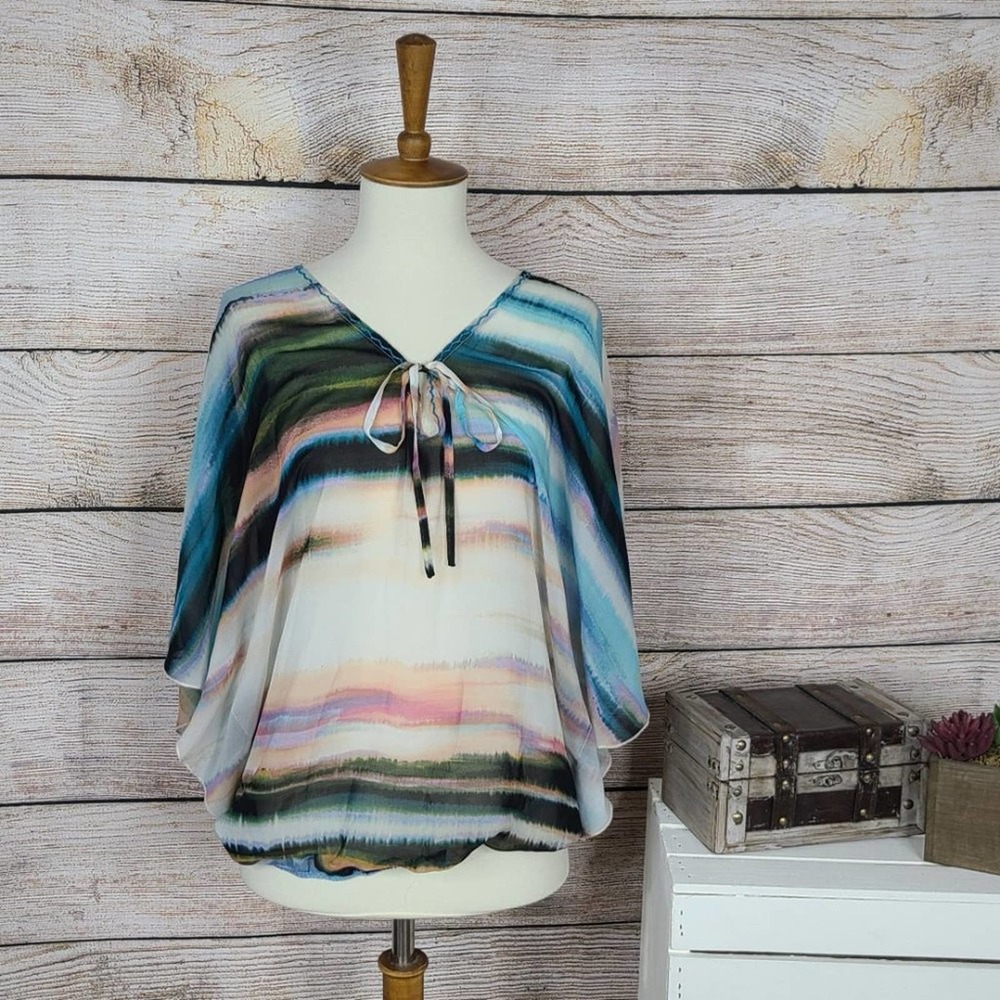 3/$25 Sanctuary Poncho Mariposa Painted Sky Top Sunset Small